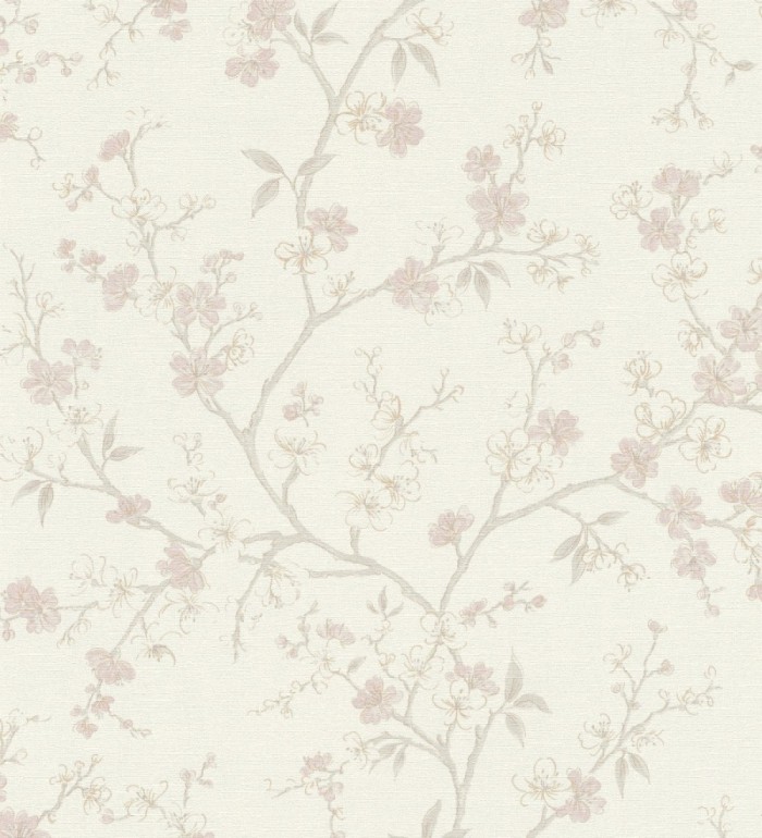 Papel pintado flores de cerezo rosa textura textil estilo japandi - Loire Flowery 685099