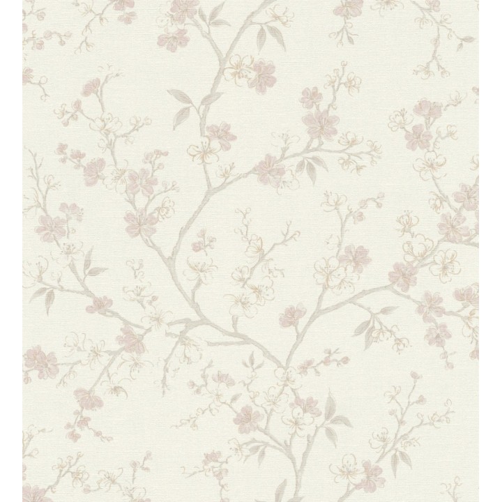 Papel pintado flores de cerezo rosa textura textil estilo japandi - Loire Flowery 685099