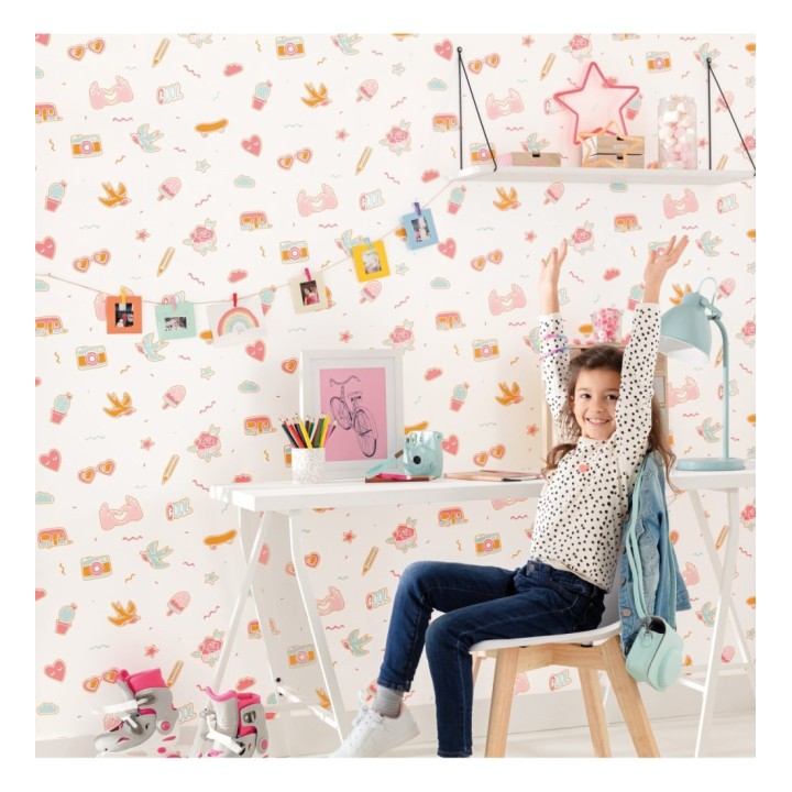 Papel pintado infantil de emoticonos ocre - Cool Life 126700