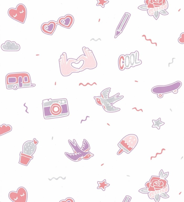 Papel pintado infantil estilo retro violeta - Cool Life 126701