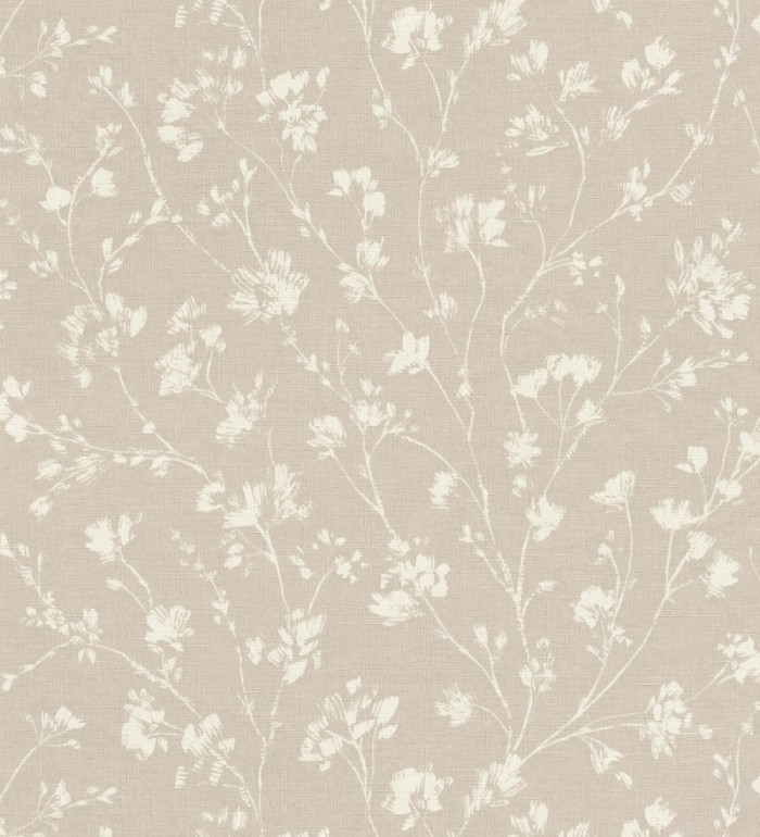 Papel pintado ramas silvestres tono blanco roto fondo beige - Isadora Ethereal 685102