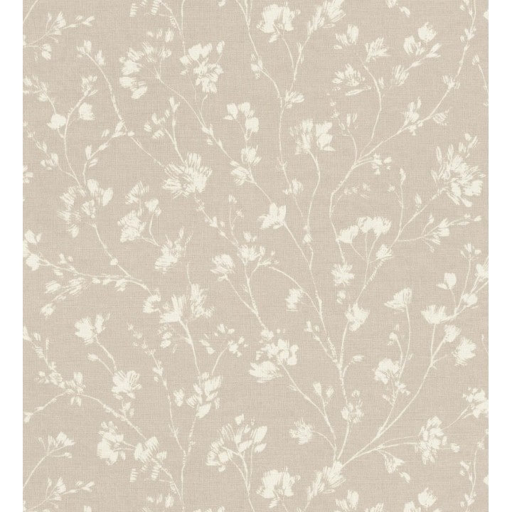 Papel pintado ramas silvestres tono blanco roto fondo beige - Isadora Ethereal 685102
