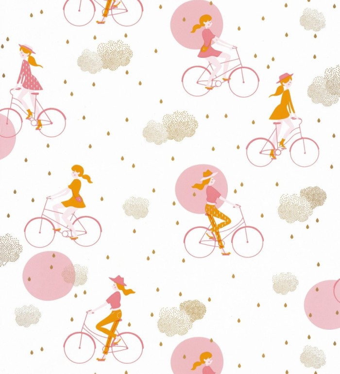 Papel pintado infantil niñas en bici - Girls Bikes 126702