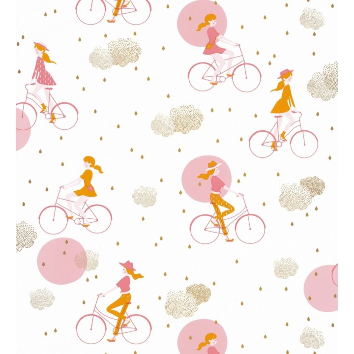 Papel pintado infantil niñas en bici - Girls Bikes 126702
