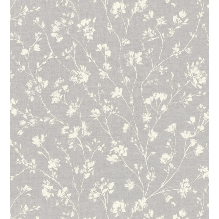 Papel pintado ramas silvestres tono blanco roto fondo gris - Isadora Ethereal 685103