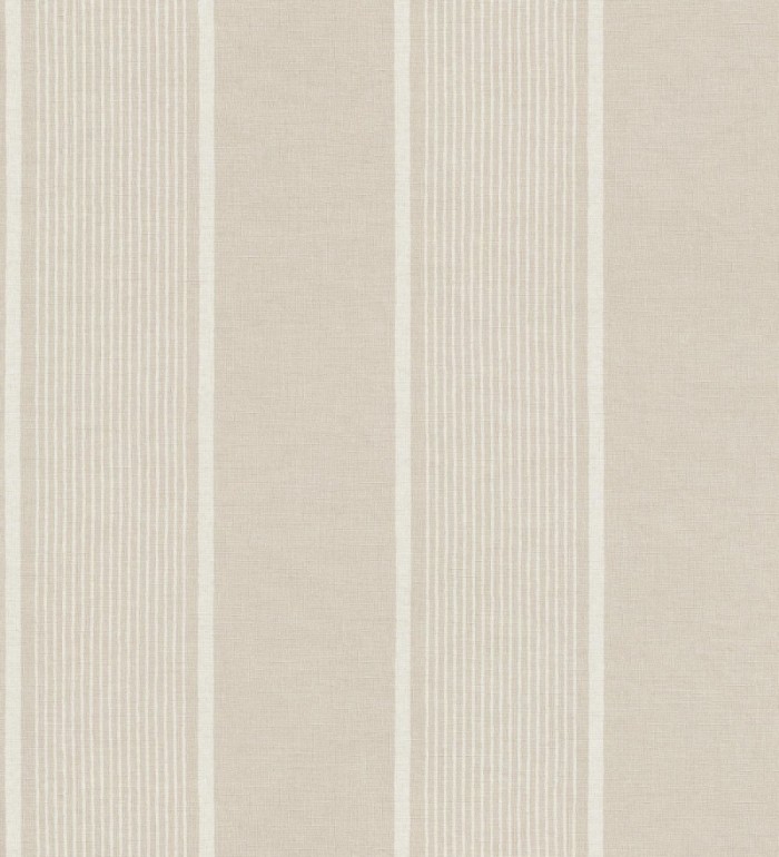 Papel pintado rayas lino beige y blanco natural estilo náutico - Lysander Trace 685104
