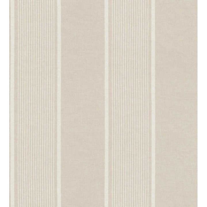 Papel pintado rayas lino beige y blanco natural estilo náutico - Lysander Trace 685104