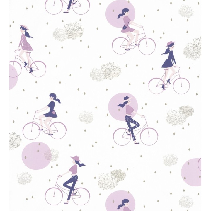 Papel pintado infantil niñas en bici - Girls Bikes 126703