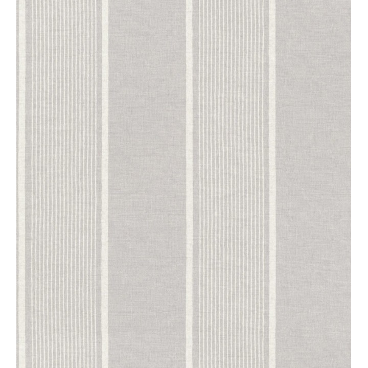 Papel pintado rayas lino gris y blanco natural estilo náutico - Lysander Trace 685105