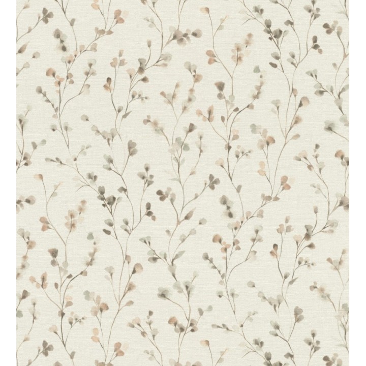 Papel pintado efecto lienzo de flores multicolores texturizado - Amaris Sprig 685106