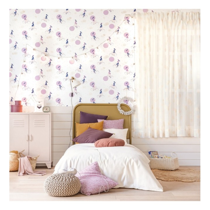 Papel pintado infantil niñas en bici - Girls Bikes 126703