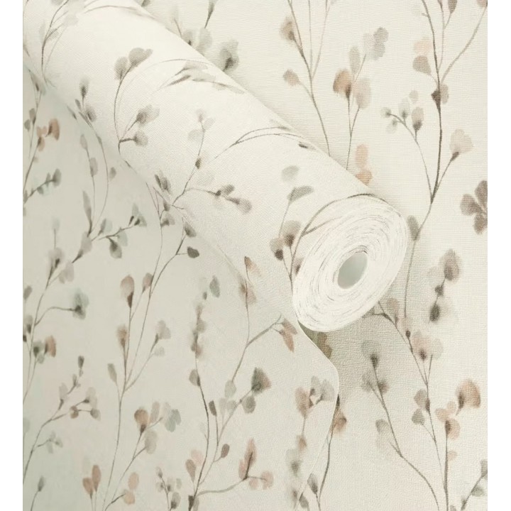 Papel pintado efecto lienzo de flores multicolores texturizado - Amaris Sprig 685106