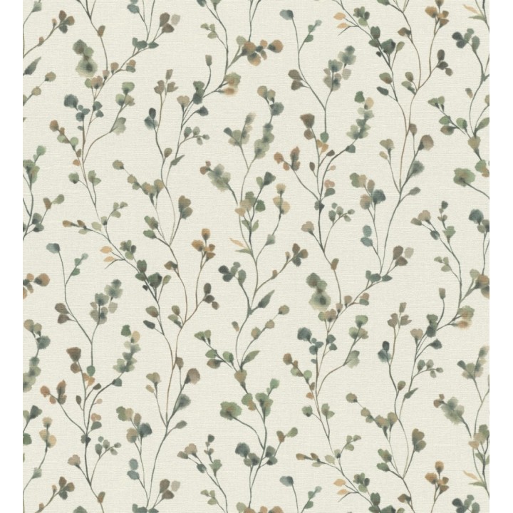 Papel pintado efecto lienzo de flores multicolores texturizado - Amaris Sprig 685107