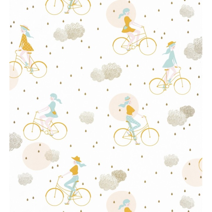 Papel pintado infantil niñas en bici - Girls Bikes 126704