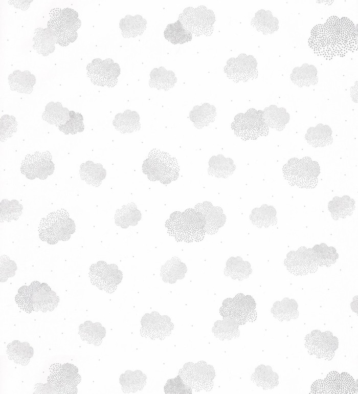 Papel pintado infantil de nubes difuminadas gris - Tiny Clouds 126706