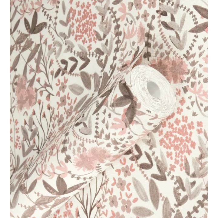 Papel pintado estilo liberty botánico rosa empolvado - Sara Pretty 685111