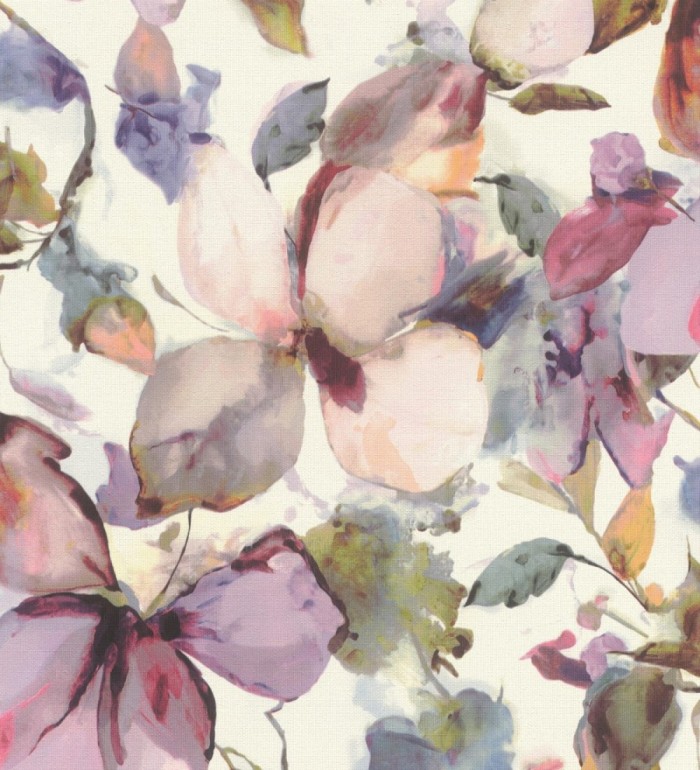 Papel pintado arte abstracto floral con acuarelas sobre lienzo texturado - Claude Watercolor 685112