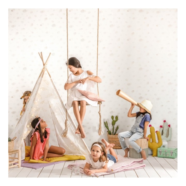 Papel pintado infantil de nubes difuminadas gris - Tiny Clouds 126706