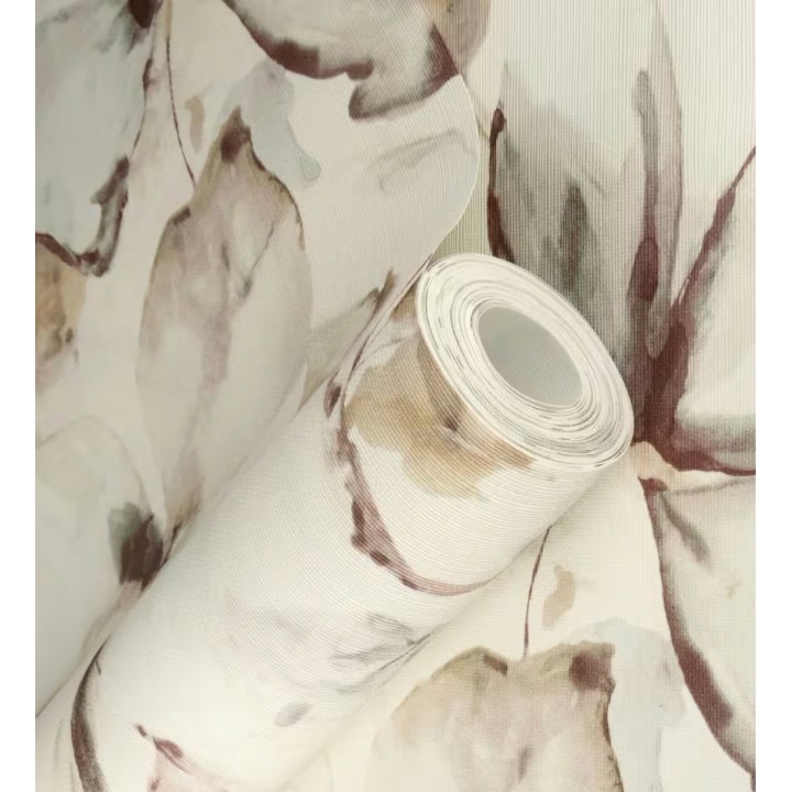 Papel pintado arte abstracto floral con acuarelas sobre lienzo texturado - Claude Watercolor 685113