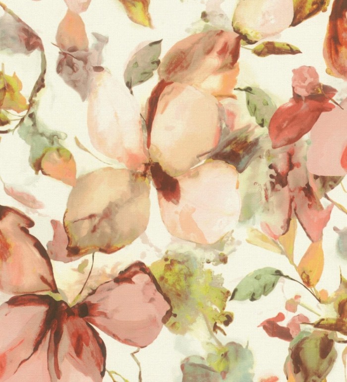Papel pintado arte abstracto floral con acuarelas sobre lienzo texturado - Claude Watercolor 685114