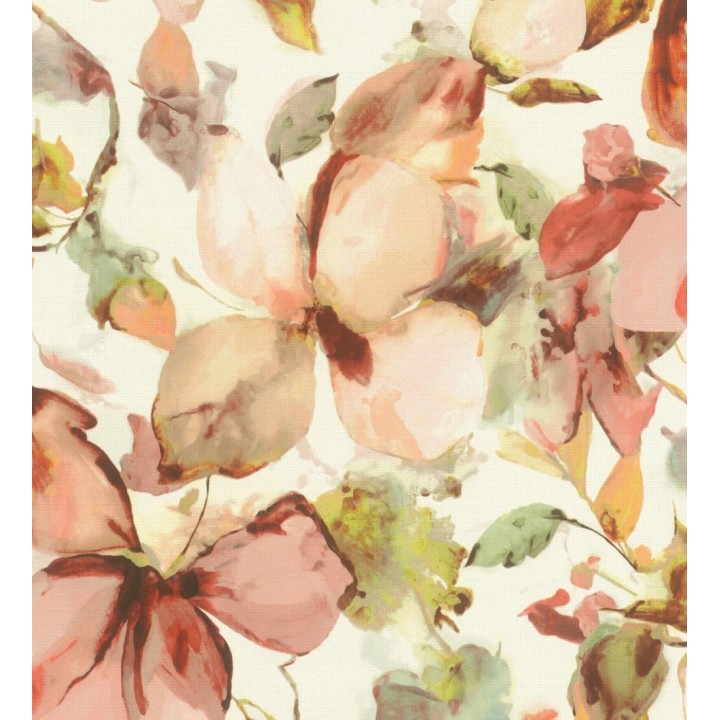 Papel pintado arte abstracto floral con acuarelas sobre lienzo texturado - Claude Watercolor 685114