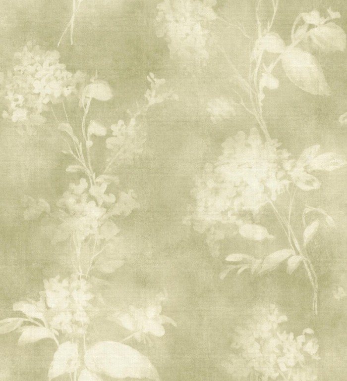 Papel pintado siluetas florales verde textura lienzo - Provence Romantic 685115