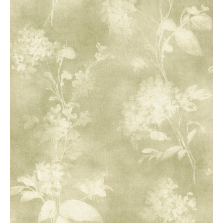 Papel pintado siluetas florales verde textura lienzo - Provence Romantic 685115
