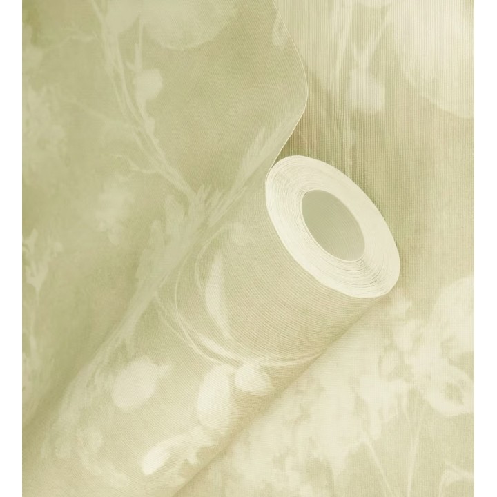 Papel pintado siluetas florales verde textura lienzo - Provence Romantic 685115