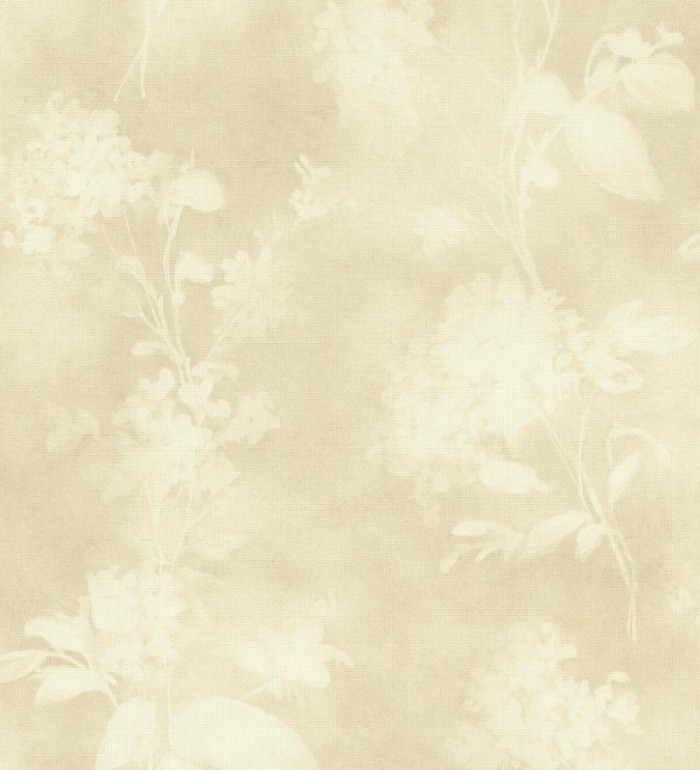 Papel pintado siluetas florales beige textura lienzo - Provence Romantic 685116