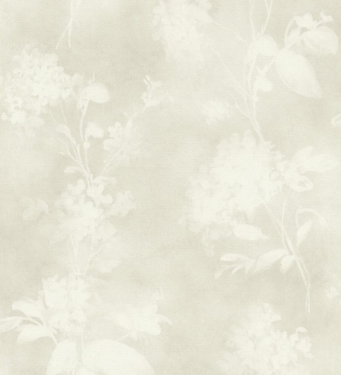 Papel pintado siluetas florales gris textura lienzo - Provence Romantic 685117