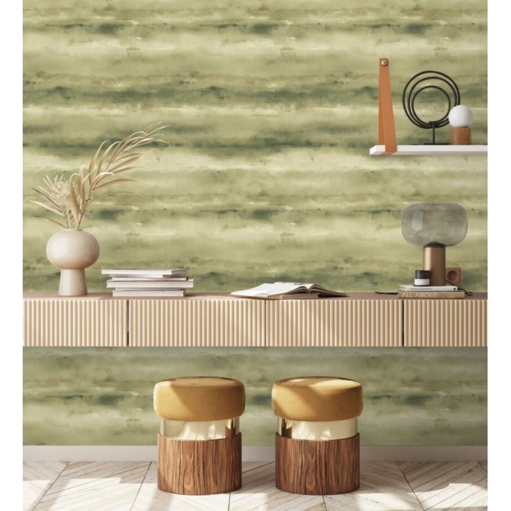 Papel pintado bruma tropical verde musgo textura lienzo - Brasilia Horizon 685118