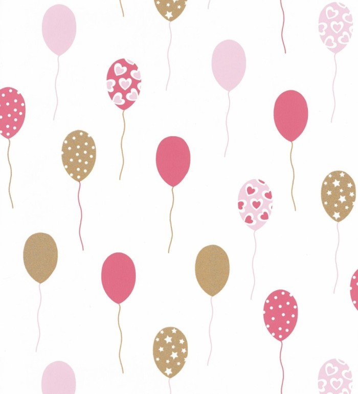Papel pintado infantil de globos tonos rosa - Little Ballons 126708