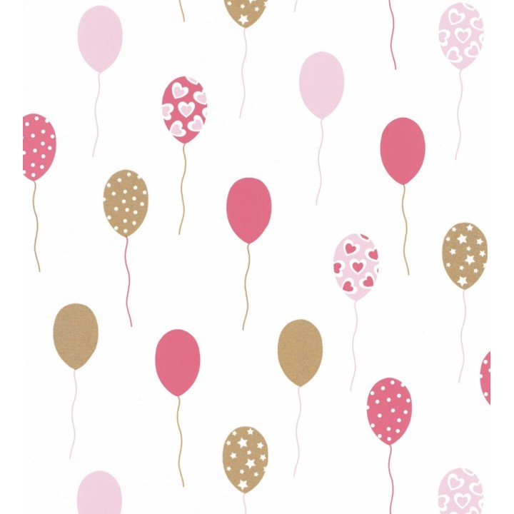 Papel pintado infantil de globos tonos rosa - Little Ballons 126708