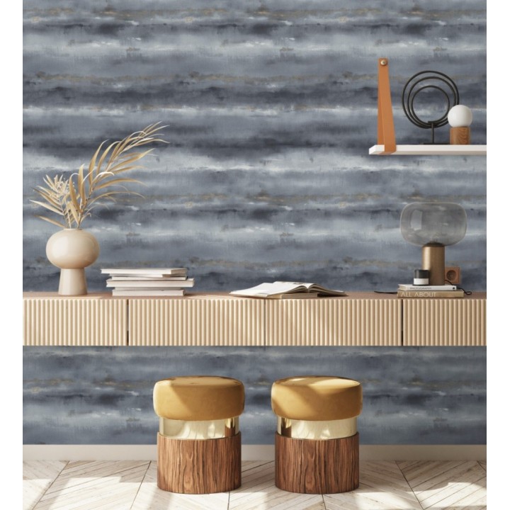 Papel pintado bruma tropical azul pizarra textura lienzo - Brasilia Horizon 685119