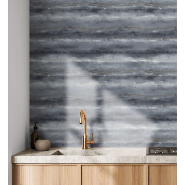 Papel pintado bruma tropical azul pizarra textura lienzo - Brasilia Horizon 685119