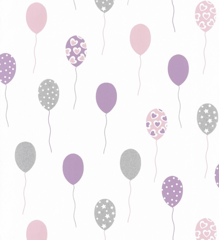 Papel pintado infantil de globos tonos morados - Little Ballons 126709
