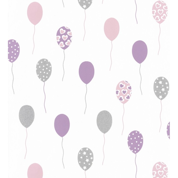 Papel pintado infantil de globos tonos morados - Little Ballons 126709