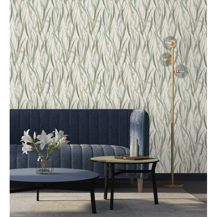 Papel pintado algas marinas acuarela tonos verdes - Carolina Bay 685127