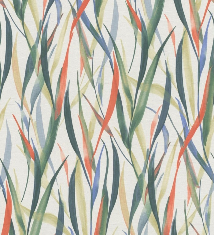 Papel pintado algas marinas acuarela azul verde y naranja - Carolina Bay 685128