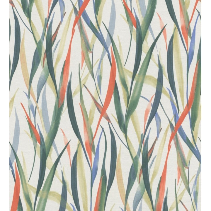 Papel pintado algas marinas acuarela azul verde y naranja - Carolina Bay 685128