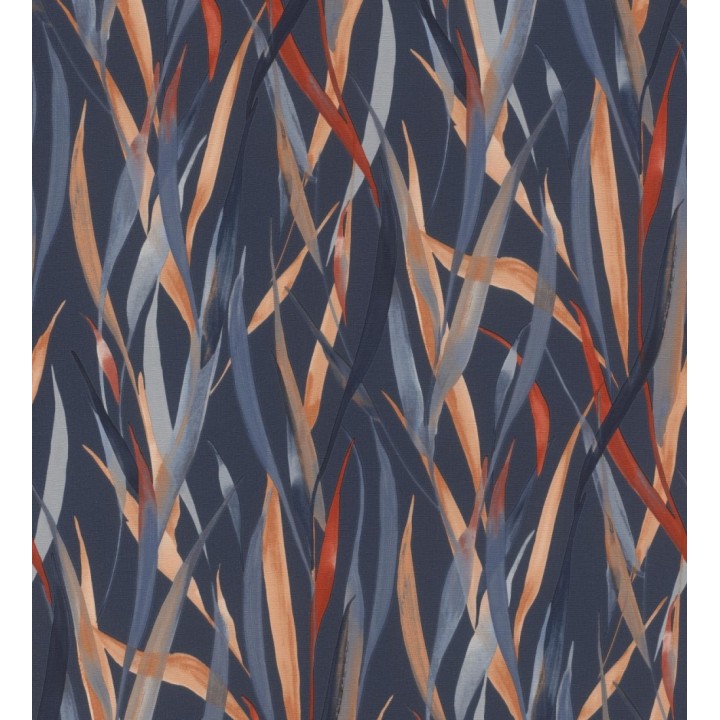 Papel pintado algas marinas acuarela tonos azul ocre y rojo - Carolina Bay 685129