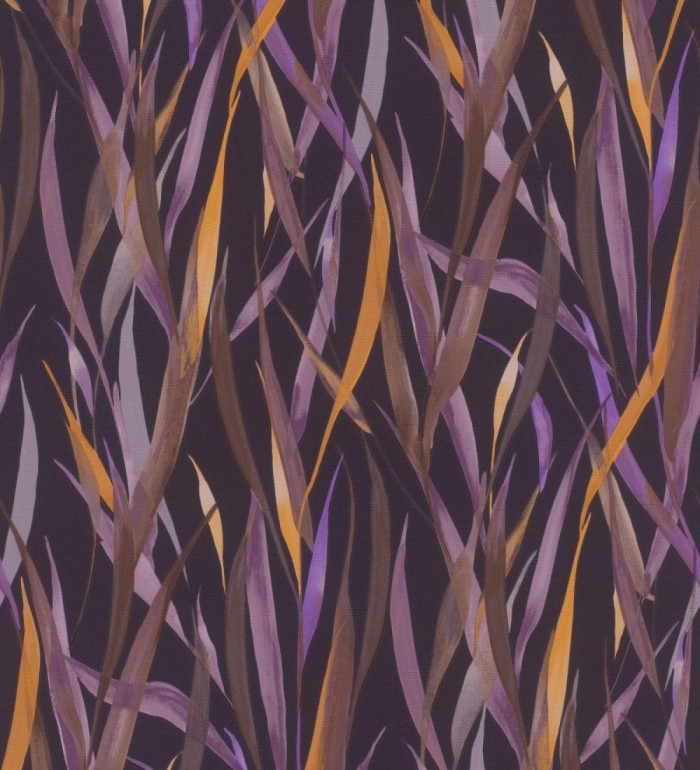 Papel pintado algas marinas acuarela tonos violetas y amarillo mostaza - Carolina Bay 685130