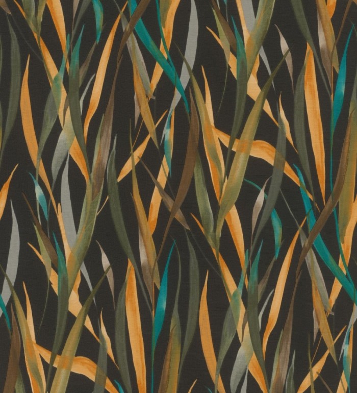 Papel pintado algas marinas acuarela tonos verdes mostaza y turquesa - Carolina Bay 685131