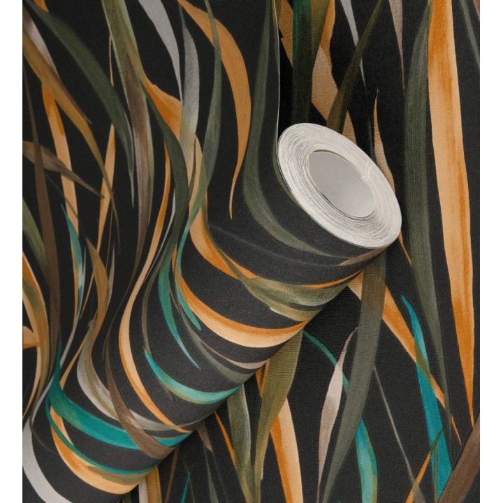 Papel pintado algas marinas acuarela tonos verdes mostaza y turquesa - Carolina Bay 685131