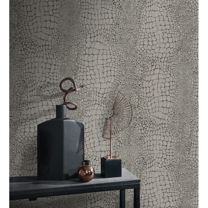 Papel pintado piel cocodrilo visón con relieve estilo animal print - Orinoco Reptilian 685140