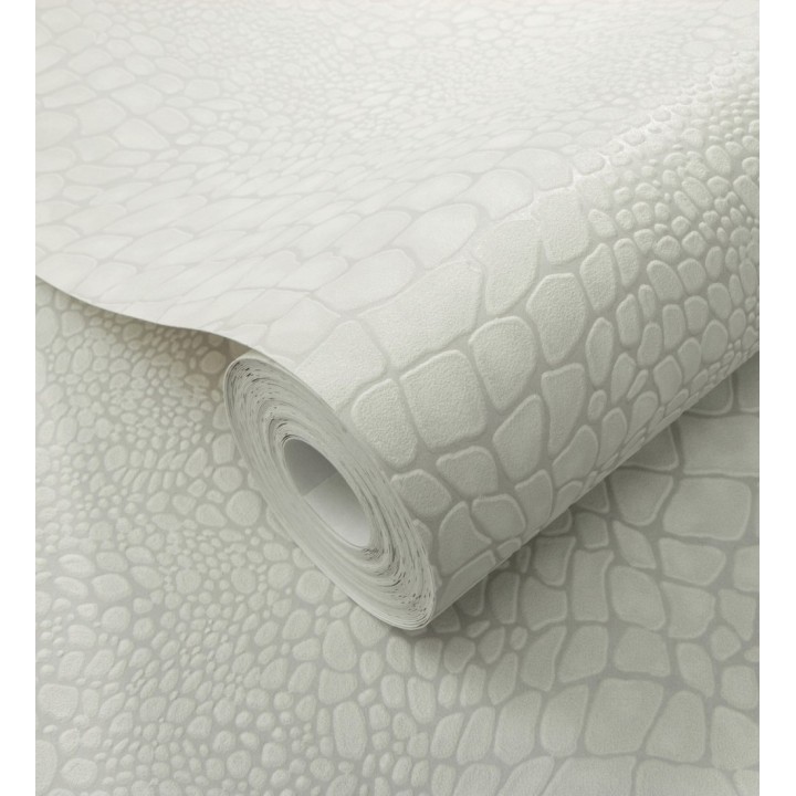 Papel pintado piel cocodrilo blanco con relieve estilo animal print - Orinoco Reptilian 685141