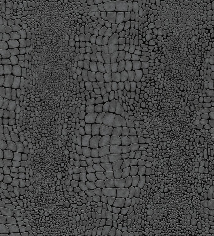 Papel pintado piel cocodrilo negro con relieve estilo animal print - Orinoco Reptilian 685142