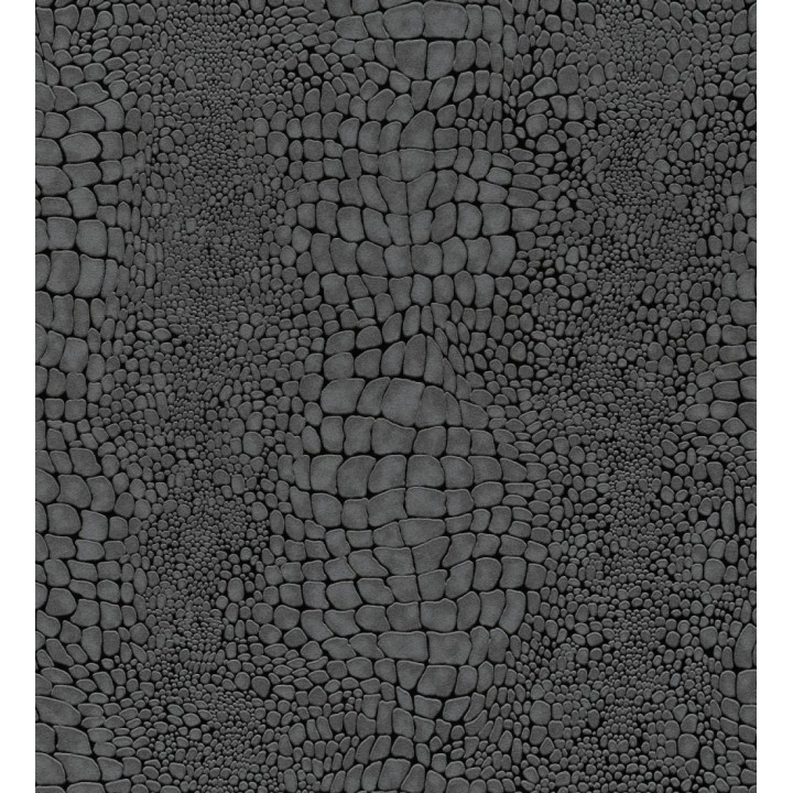 Papel pintado piel cocodrilo negro con relieve estilo animal print - Orinoco Reptilian 685142