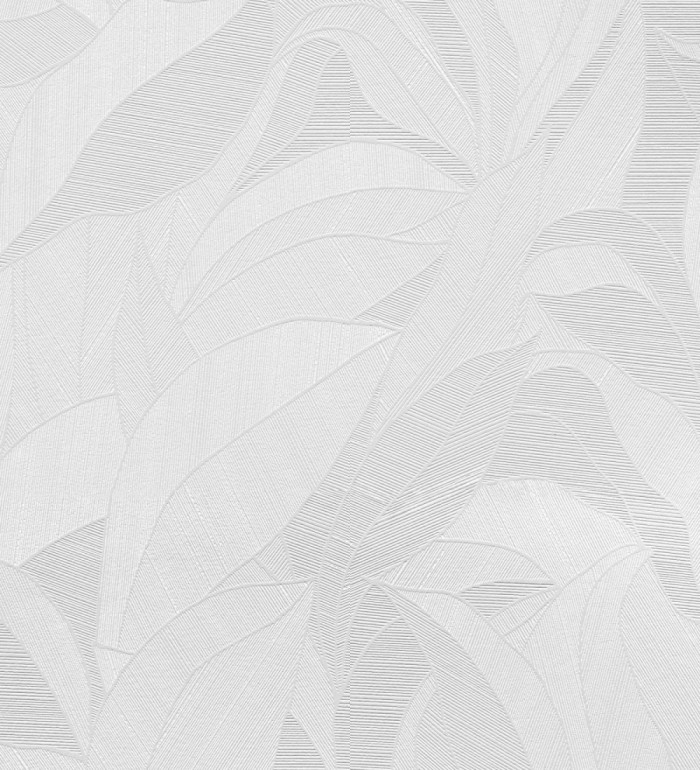 Papel pintado de hojas minimalistas con relieve color blanco - Ancona Rib 685143