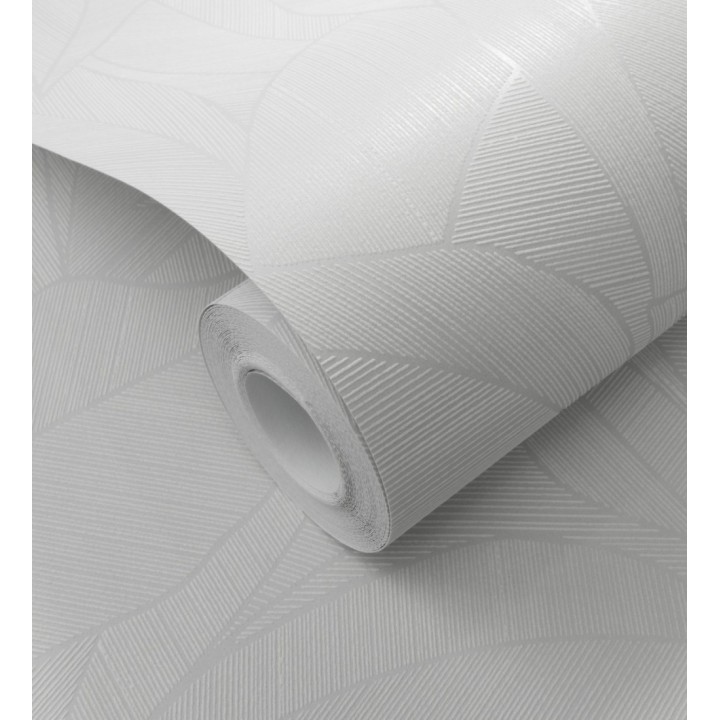Papel pintado de hojas minimalistas con relieve color blanco - Ancona Rib 685143